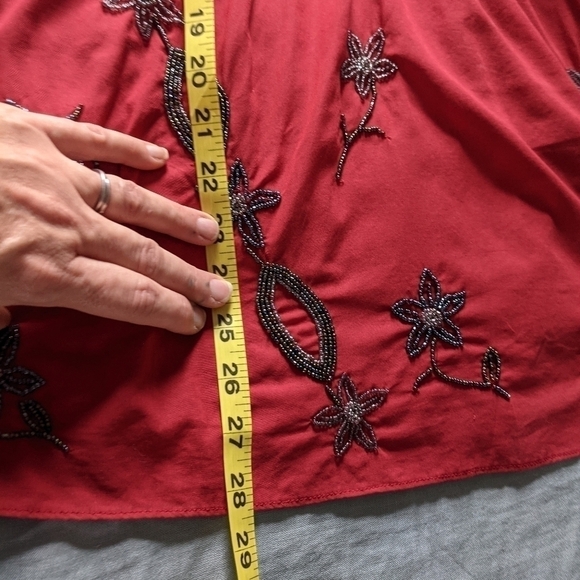 RARE FreePeople Beaded Scoop Neck Tunic Cranberry Red S - Picture 11 of 14